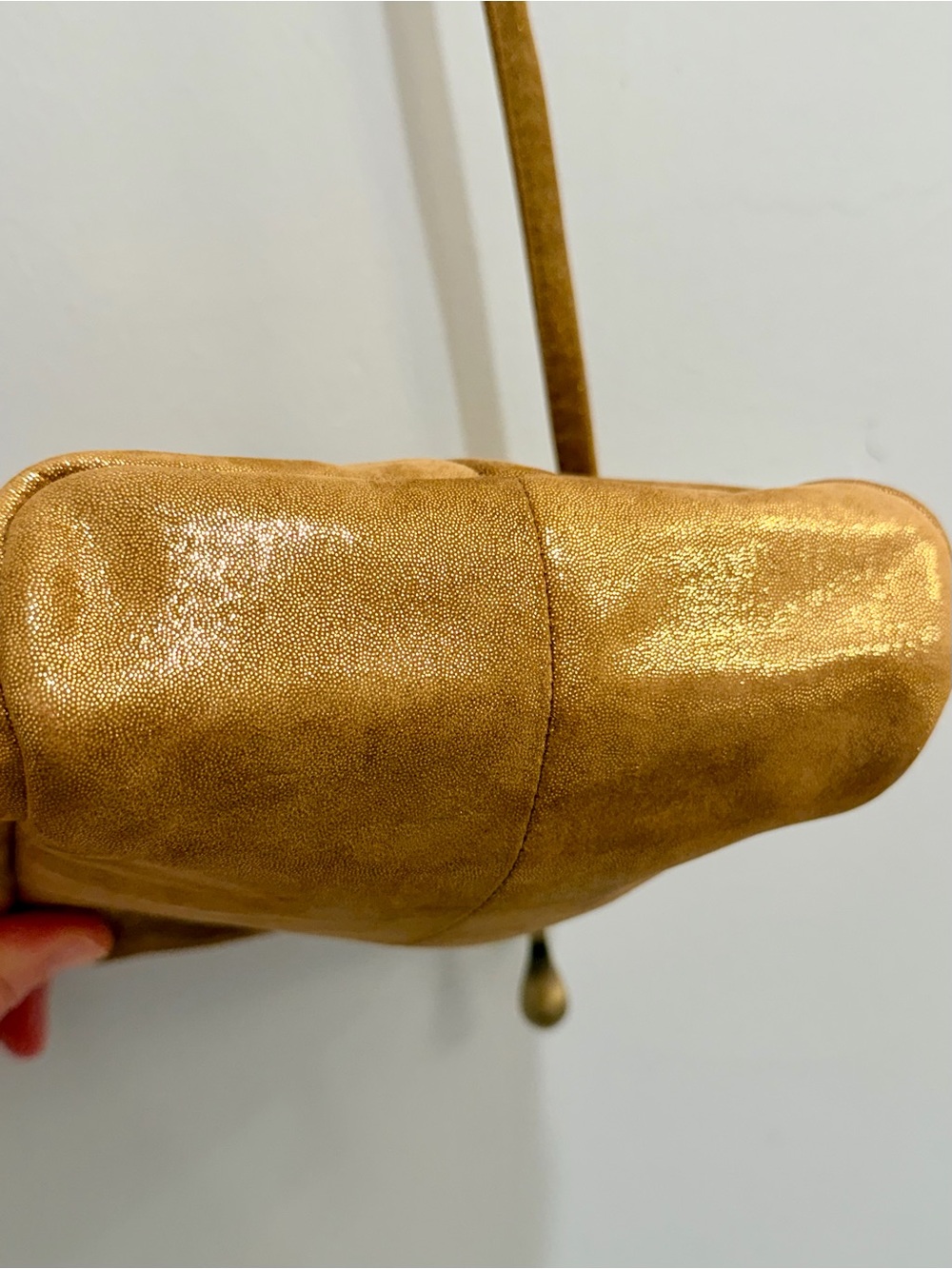 Hobo Fern Metallic Bronze Gold Leather Crossbody Bag Mini Phone Purse NWOT - Picture 12 of 14